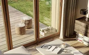 Glas-Faltwand Holz Aluminium 